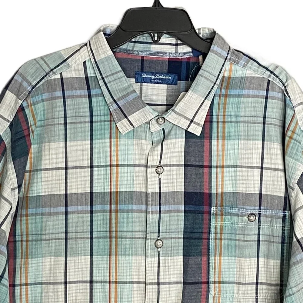 Tommy Bahama Tortola Sunwash Check Plaid Shirt 3XLB Big & Tall Azul Mar Cotton - Picture 11 of 12